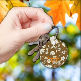 Vintage Blume Name antikbraun Schlüsselanhänger