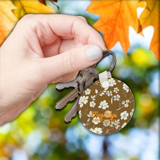 Vintage Blume Name antikbraun Schlüsselanhänger