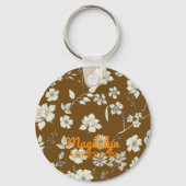 Vintage Blume Name antikbraun Schlüsselanhänger (Vorderseite)