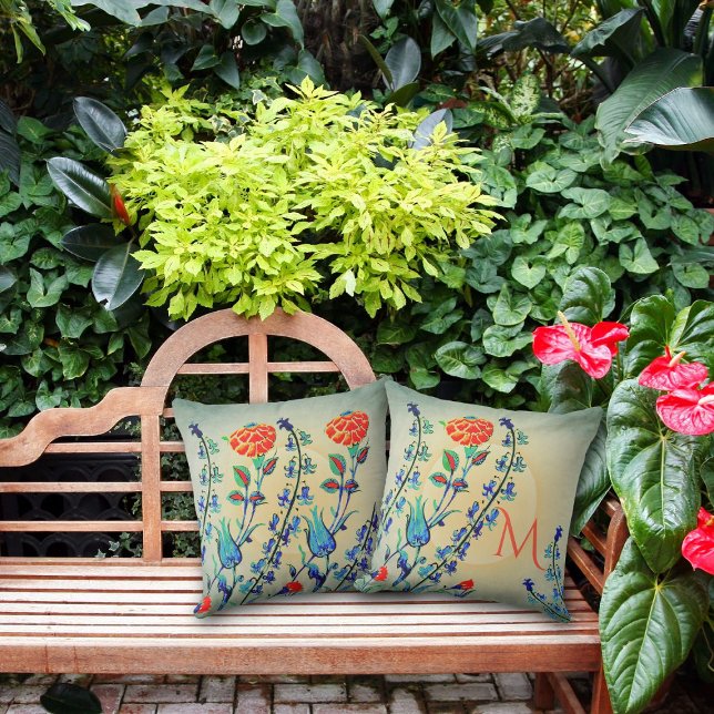 Vintage Blume Nelken Mit Monogramm Kissen (Von Creator hochgeladen)