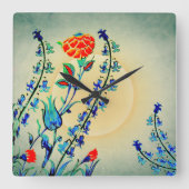 Vintage Blume Nelken Quadratische Wanduhr (Vorderseite)
