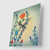 Vintage Blume Nelken Quadratische Wanduhr (Winkel)