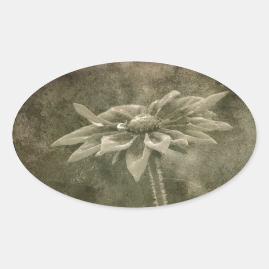 Vintage Blume Ovaler Aufkleber (Vorderseite)
