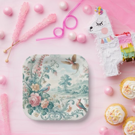 Vintage Blume Pappteller (Party)