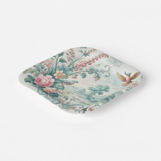 Vintage Blume Pappteller (Gewinkelt)