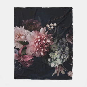 Vintage Blume. Peonies, Tulpen, Lilien, Hydrangea Fleecedecke
