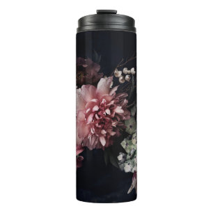 Vintage Blume. Peonies, Tulpen, Lilien, Hydrangea Thermosbecher