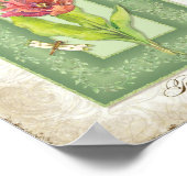 Vintage Blume - Peony, Rose, Tulip & Iris Poster (Ecke)