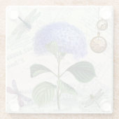 Vintage Blume Periwinkle und Untersetzer der Libel (Rückseite)