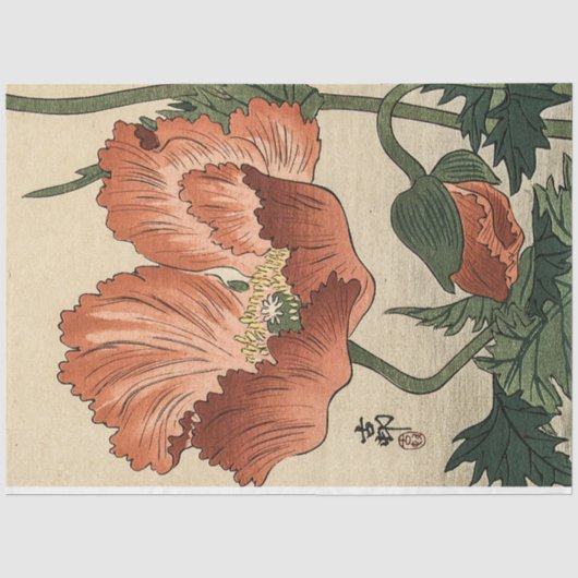 Vintage Blume Poppy Seidenpapier (Vorderseite)
