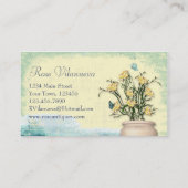 Vintage Blume Pot & Butterfly Visitenkarte (Rückseite)