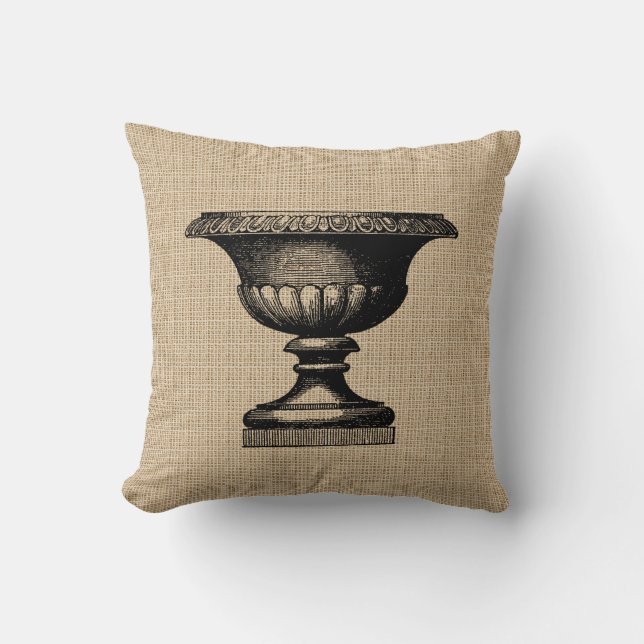 Vintage Blume Pot Pillow Kissen (Vorderseite)