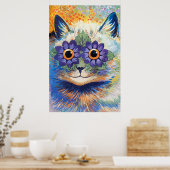 Vintage Blume Power Cat Art Poster drucken (Küche)