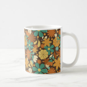 Vintage Blume Power der sechziger Jahre in Braun Kaffeetasse