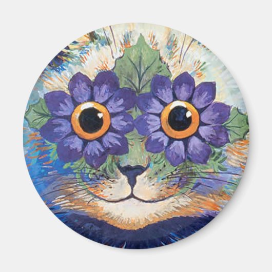 Vintage Blume Power Hippie Cat Magnet (Vorne)