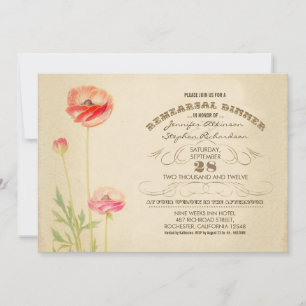Vintage Blume Probe Dinner Einladungen