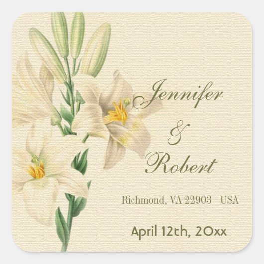 Vintage Blume Quadratischer Aufkleber (Vorderseite)