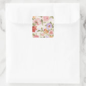 Vintage Blume Quadratischer Aufkleber (Tasche)