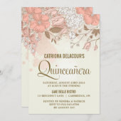 Vintage Blume Quinceañera Einladung (Vorne/Hinten)