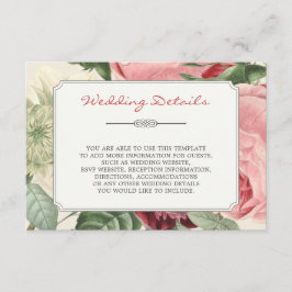 Vintage Blume RahmenWedelinformationen Begleitkarte