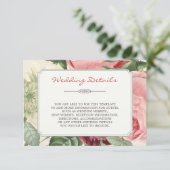 Vintage Blume RahmenWedelinformationen Begleitkarte (Stehend Vorderseite)