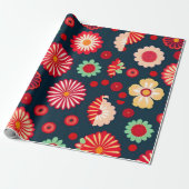 Vintage Blume Rainbow Retro Blumenmuster Geschenkpapier (Ungerollt)