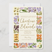 Vintage Blume Retro Hochzeit Einladung (Vorderseite)