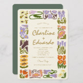 Vintage Blume Retro Hochzeit Einladung