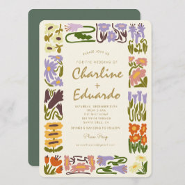 Vintage Blume Retro Hochzeit Einladung