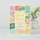 Vintage Blume Retro Hochzeit Einladung (Stehend Vorderseite)