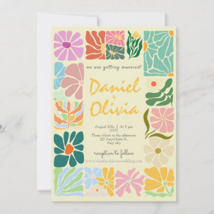 Vintage Blume Retro Hochzeit Einladung
