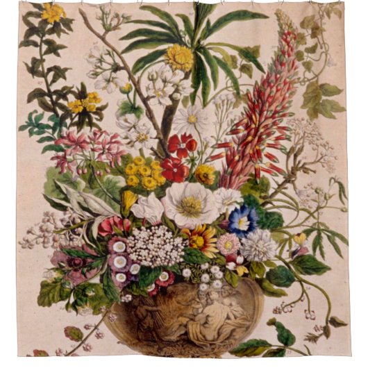 Vintage Blume Retroklassik Viktorianisch Duschvorhang (Vorderseite)