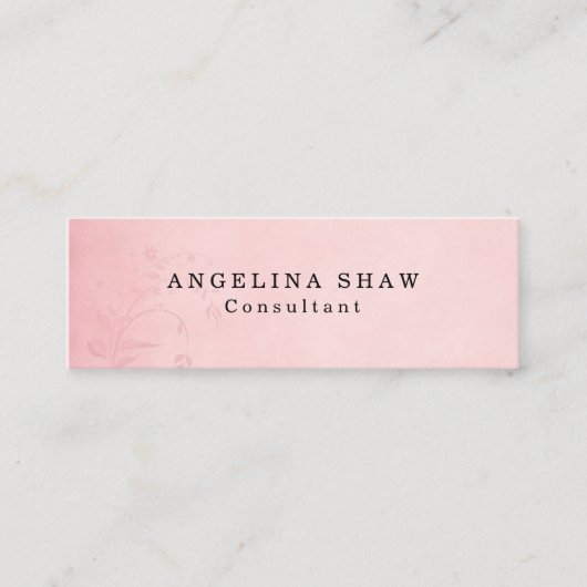 Vintage Blume Rosa Beruflich Mini Visitenkarte (Vorderseite)