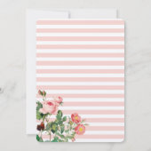 Vintage Blume Rosa Streifen Babydusche Mädchen Einladung (Rückseite)