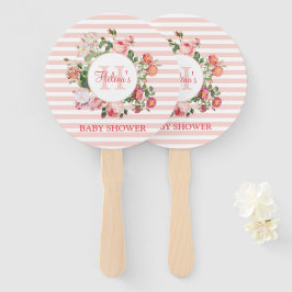 Vintage Blume Rosa Streifen Monogramm Babydusche Fächer