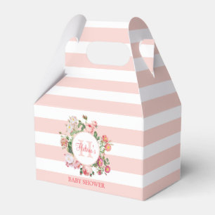 Vintage Blume Rosa Streifen Monogramm Babydusche Geschenkschachtel