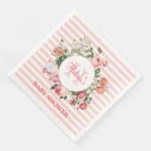 Vintage Blume Rosa Streifen Monogramm Babydusche Serviette (Ecke)