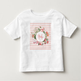Vintage Blume Rosa Streifen Monogramm Kleinkind T-shirt