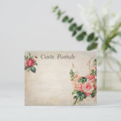Vintage Blume Rose Blüten Postkarte (Stehend Vorderseite)