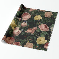 Vintage Blume Rose und Iris Pattern-Dunkle Träume