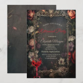 Vintage Blume RosesGothic Weingläsersatz Einladung (Vorne/Hinten)