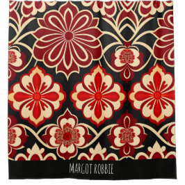 Vintage Blume rotes Blumenmuster Duschvorhang