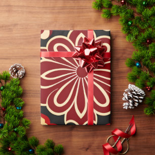 Vintage Blume rotes Blumenmuster Geschenkpapier