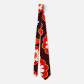 Vintage Blume Rotes Mosaikmuster Krawatte (Rückseite)