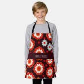 Vintage Blume Rotes Mosaikmuster Schürze (Getragen)