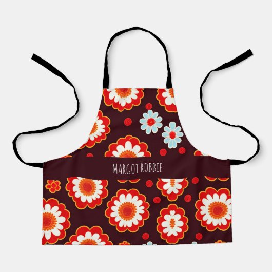 Vintage Blume Rotes Mosaikmuster Schürze (Vorderseite)