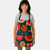 Vintage Blume Rotes Schwarzes Blumenmuster Schürze (Insitu)