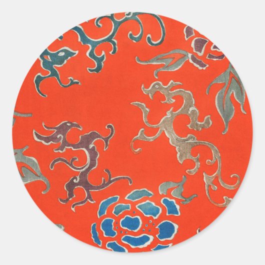 Vintage Blume Runder Aufkleber (Vorderseite)