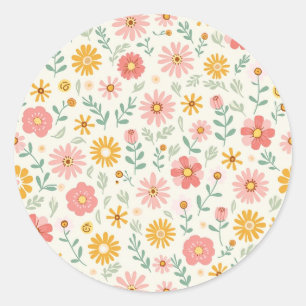 Vintage Blume Runder Aufkleber