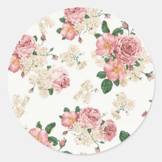 Vintage Blume Runder Aufkleber (Vorderseite)